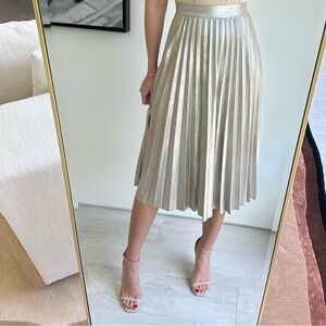 Zara | Metallic Pleated Midi Skirt